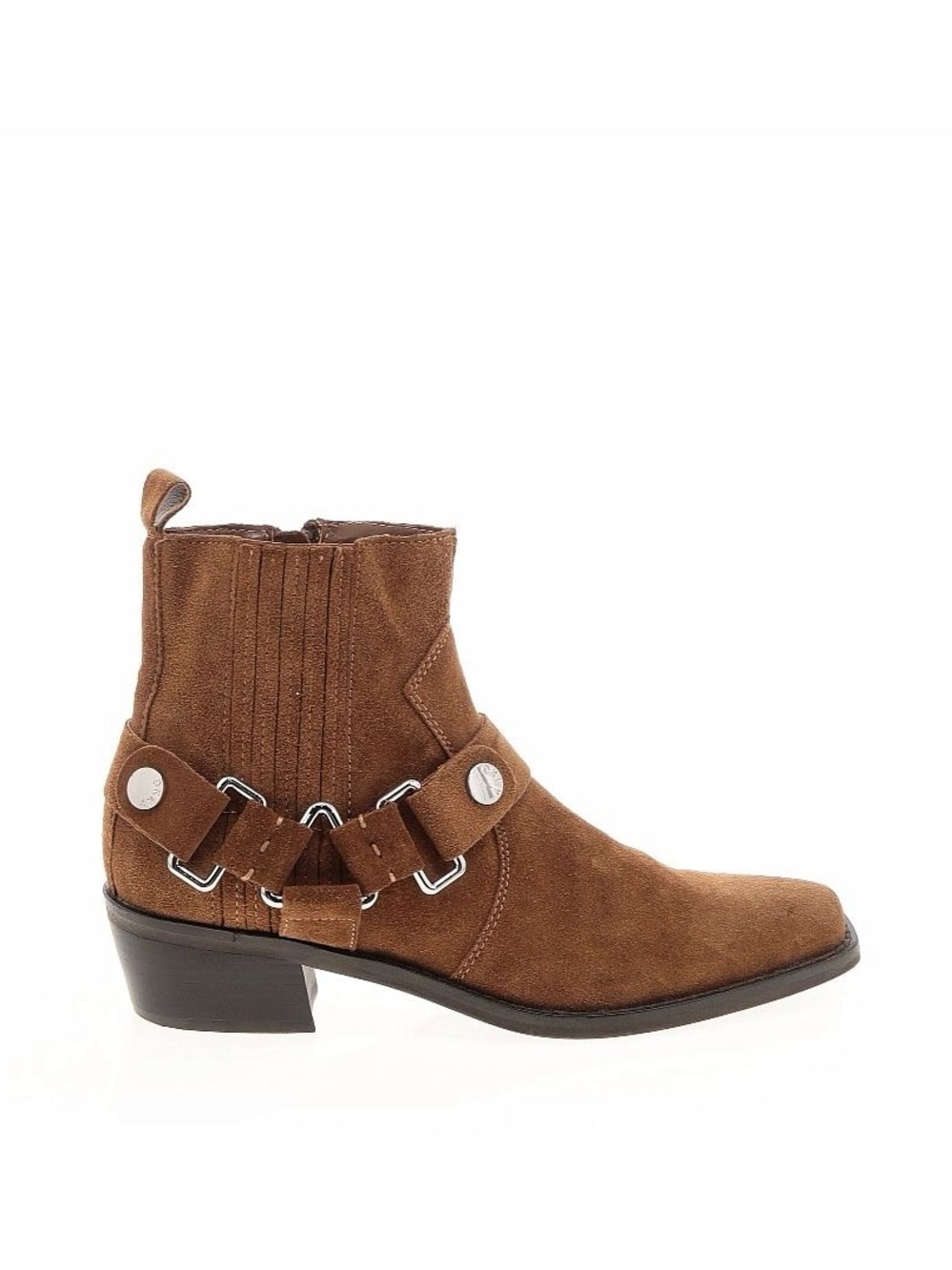 DKNYC Brown Suede Harness Ankle Boots